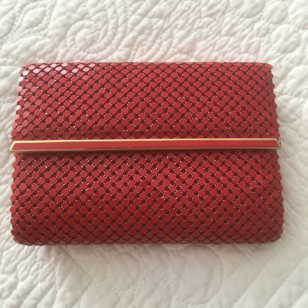 Red Handbag Vintage 6 x 4 inches with hideaway strap- very desirable!